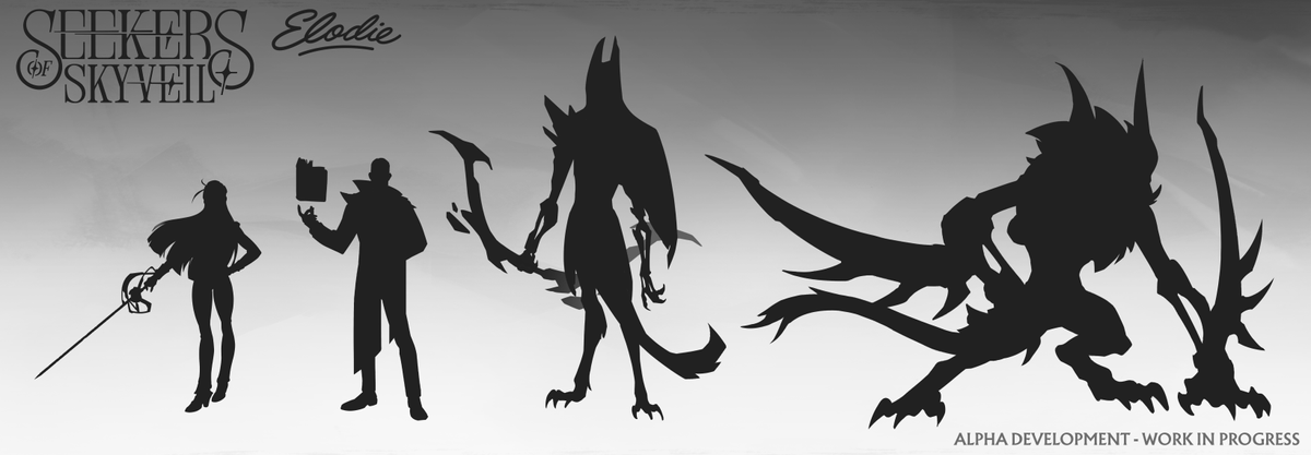 Seekers of Skyveil character silhouettes