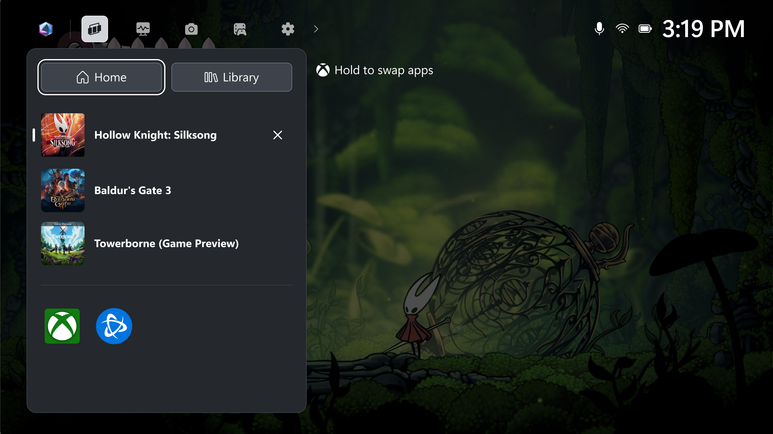 UI on the Asus ROG Xbox Ally and Ally X