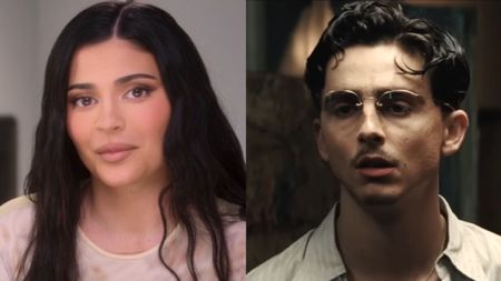 From left to right: Kylie Jenner in The Kardashians and Timothee Chalamet in Marty Supreme.