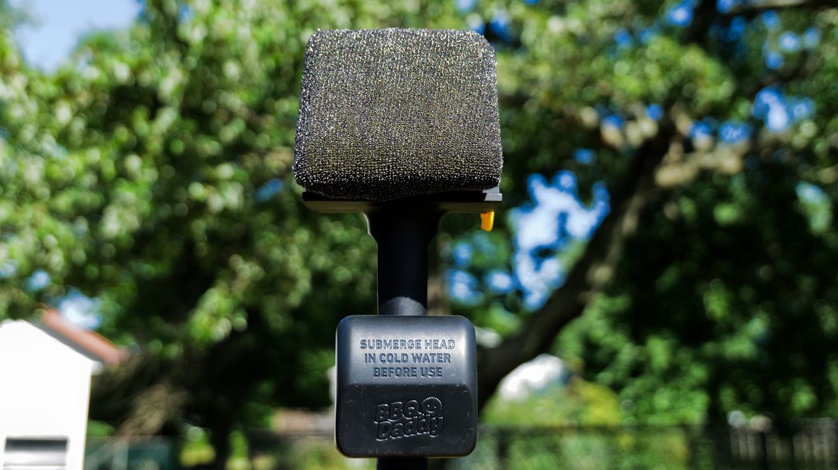 BBQ Daddy Grill Brush used to clean grill.