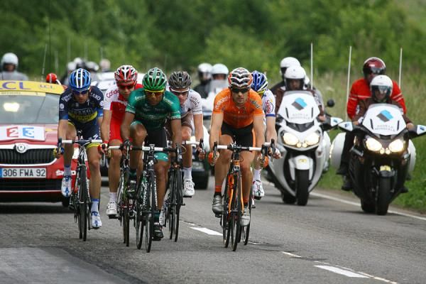 The day's break of Yohann G&egrave;ne (Europcar), Pablo Urtasun (Euskaltel-Euskadi), Maxime Bouet (Ag2r-La Mondiale), Nicolas Edet (Cofidis), Anthony Delaplace (Saur-Sojasun) and Michael M&oslash;rk&oslash;v (Saxo Bank-Tinkoff)