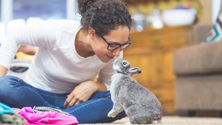 Woman and rabbit