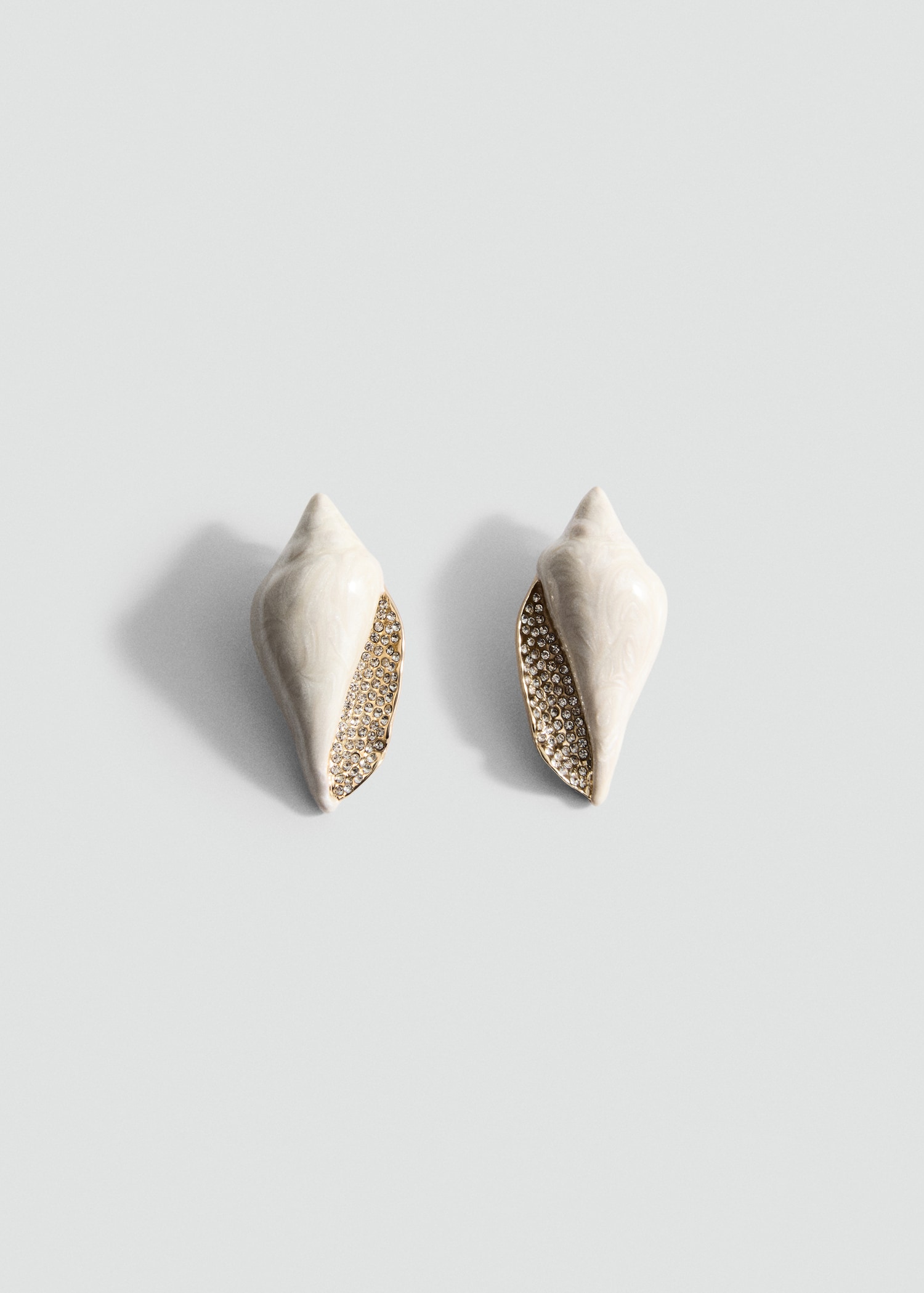 MANGO, Shell Earrings With Rhinestone Detail