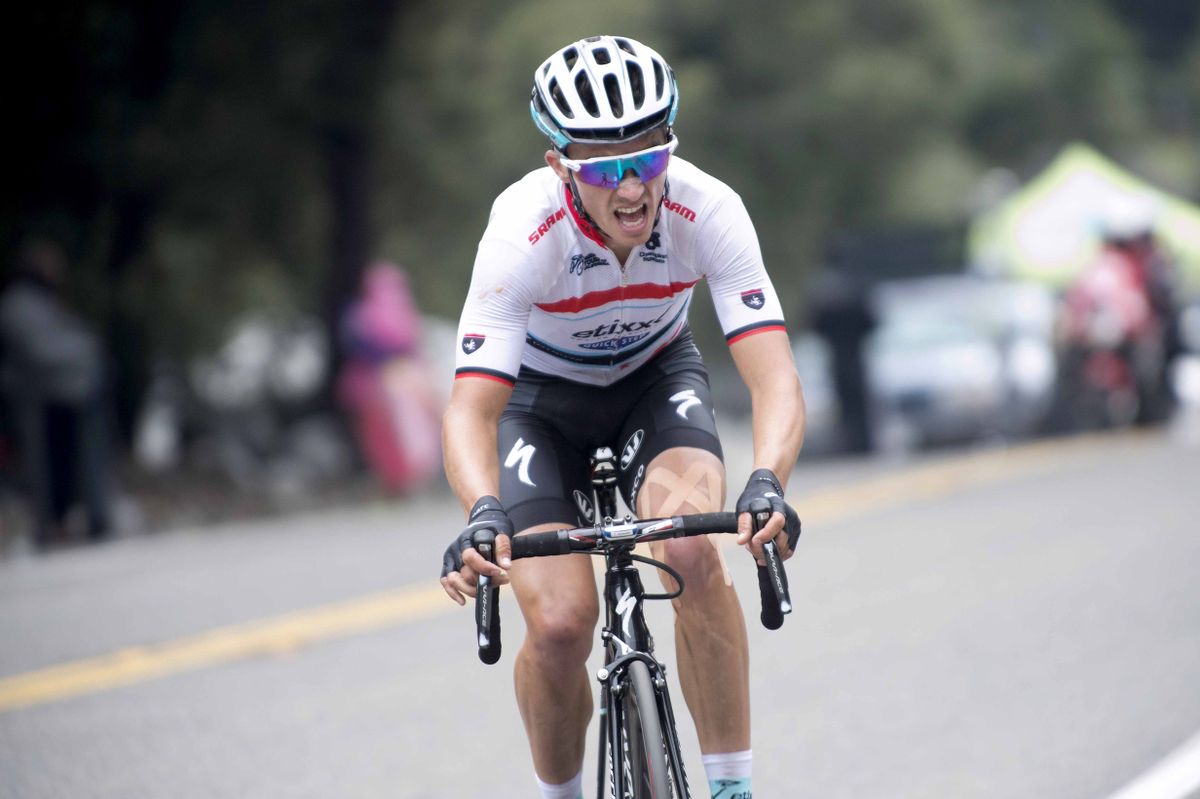 Julian Alaphilippe (Etixx-Quickstep) on the attack