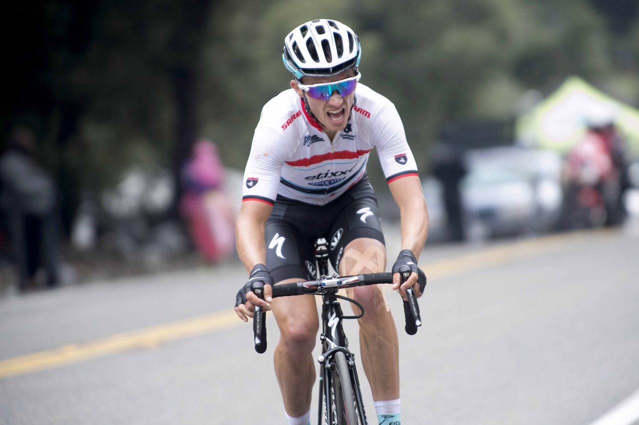 Julian Alaphilippe (Etixx-Quickstep) on the attack