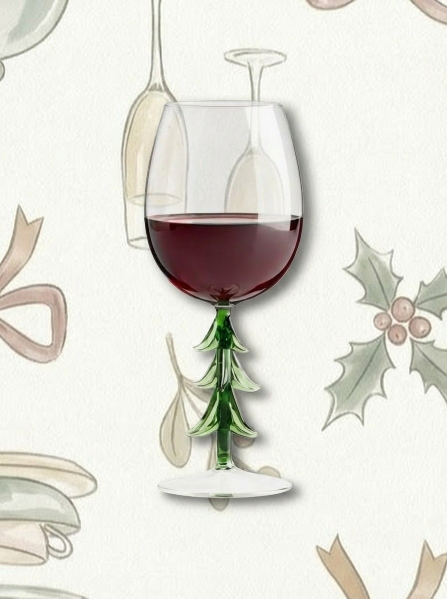 Hand-Blown Christmas Tree Icon 13.5-Oz. Wine Glass