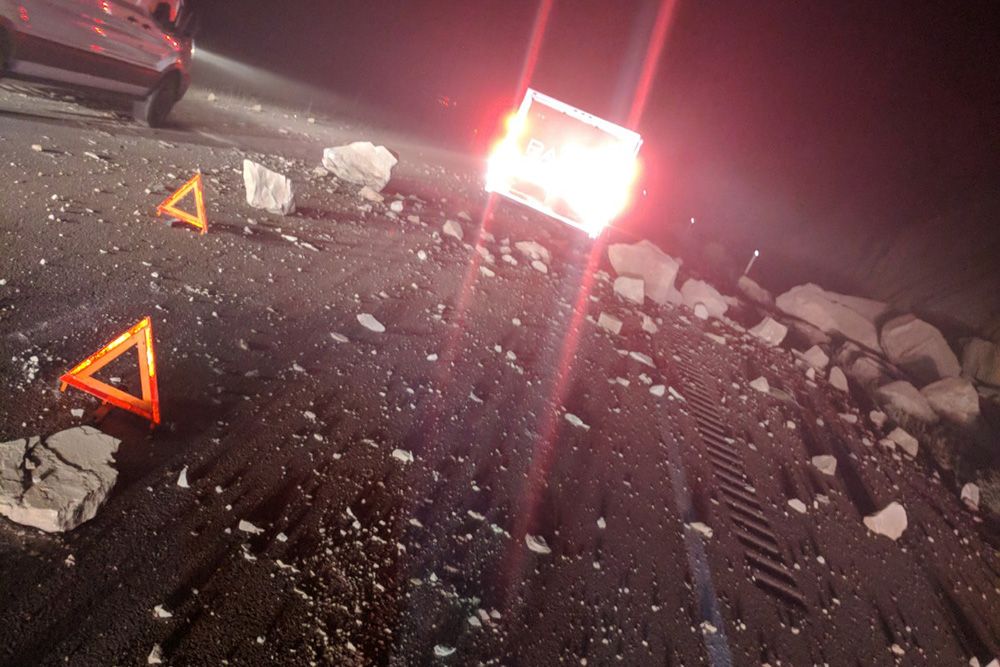 The Rally Cycling van ran into a rock slide en route to Tour of Utah