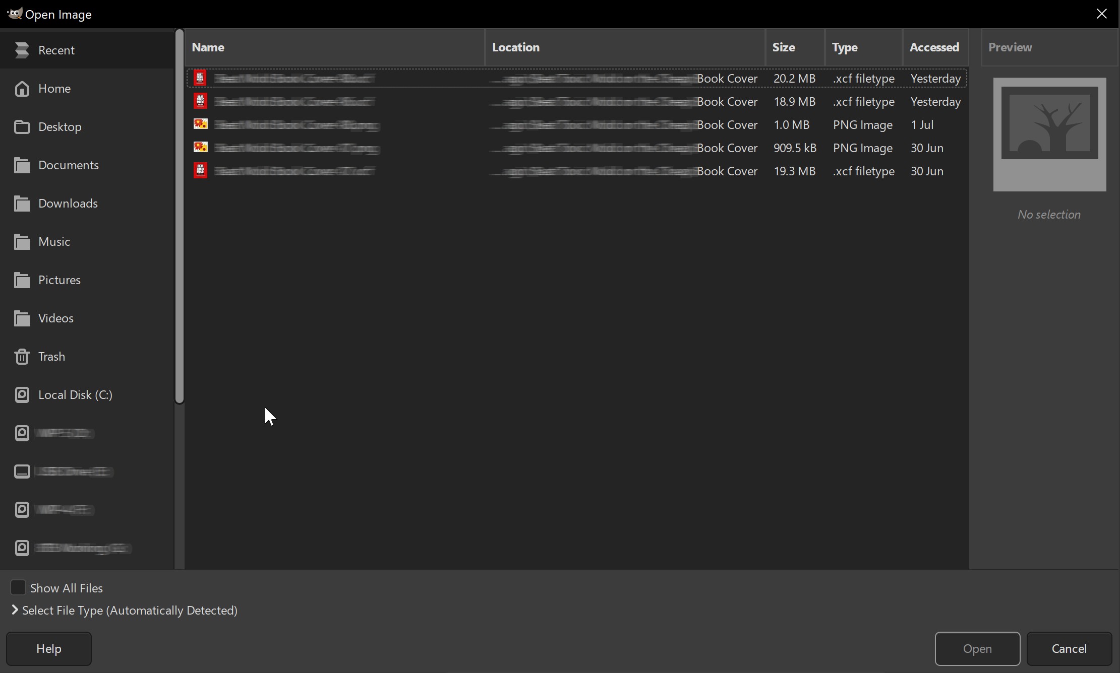 Open dialog box