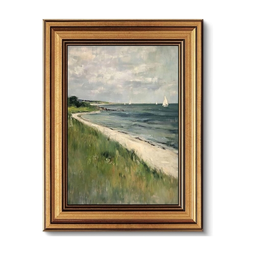Dabiutc, Vintage Gold Framed Coastal Landscape