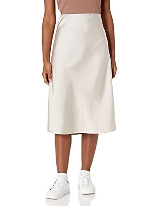 The Drop Women's Maya Silky Slip Skirt, Silver Cloud, Xxs