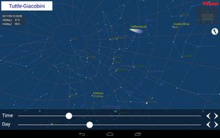 The Comet Book app for iOS and Android from Vixen Optical uses a simple interface to display the current comets in the night sky. Use sliders to show the comet's position among the stars currently, or in the future.