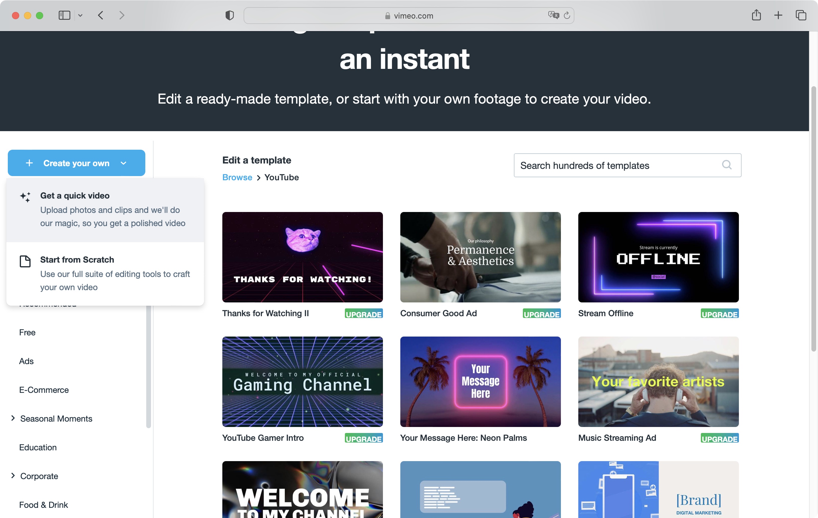 Using the Vimeo Create video maker