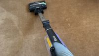 Shark Stratos Cordless on carpet during review for top ten reviews