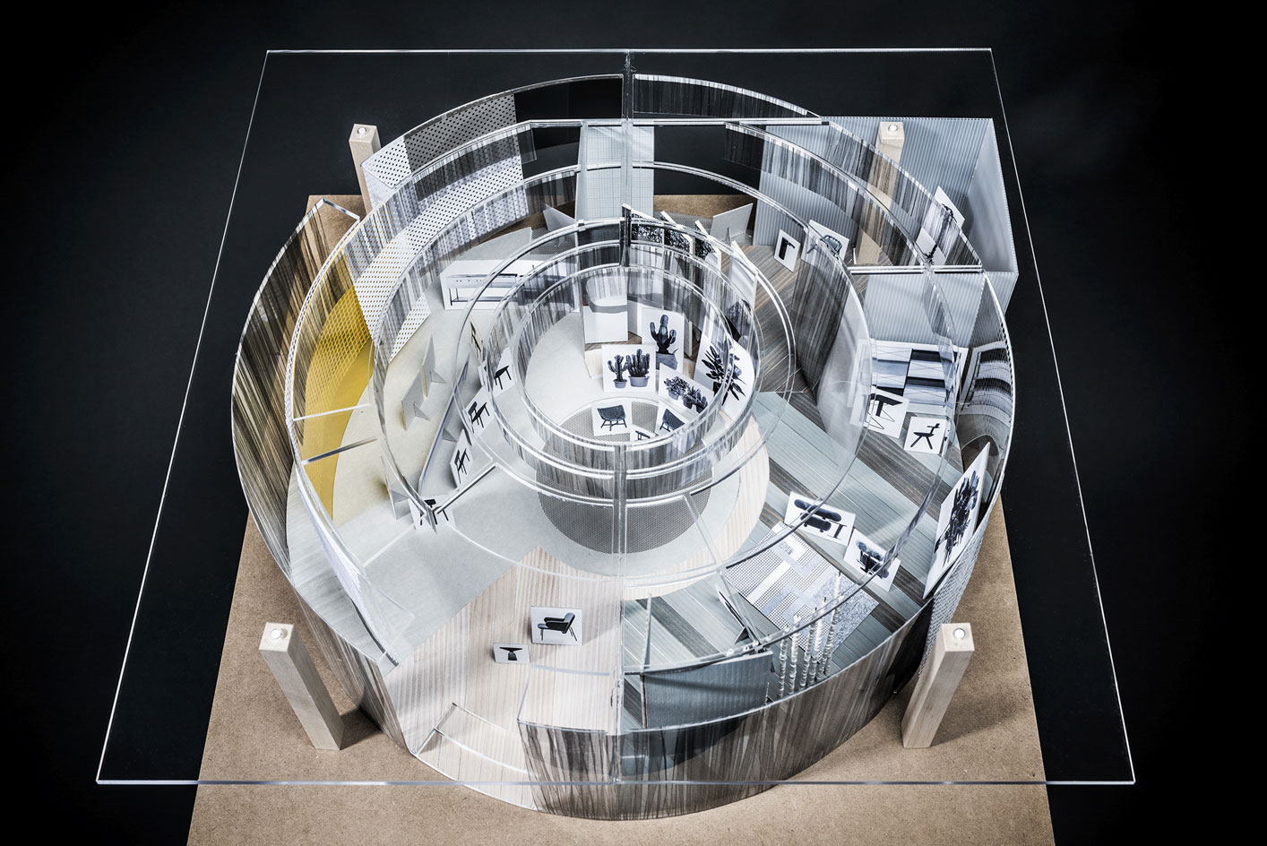 The German designer has realised a circular, maze-like concept in a 240 sq m area of the halls