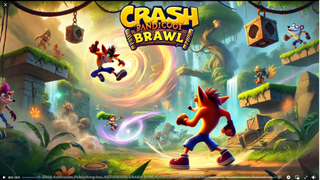 A fake, AI-generated advertisement for a mobile game that doesn't exist called Crash Bandicoot Brawl.