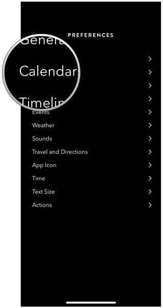 timepage menu preferences calendars set up calendars