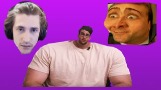 VTuber face models of Twitch streamers XQC and HasanAbi, and actor Nicolas Cage.