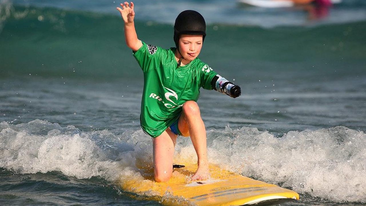 Joanie Melady surfing at The Wave in Bristol  