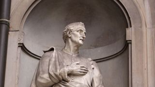 Statue of Amerigo Vespucci outside of the Uffizi, in Florence, Italy.