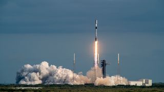 A SpaceX Falcon 9 rocket launches 23 Starlink satellites from Florida on April 23, 2024.