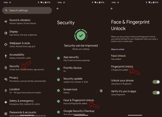 Google Pixel 7 and 7 Pro Face Unlock screenshots