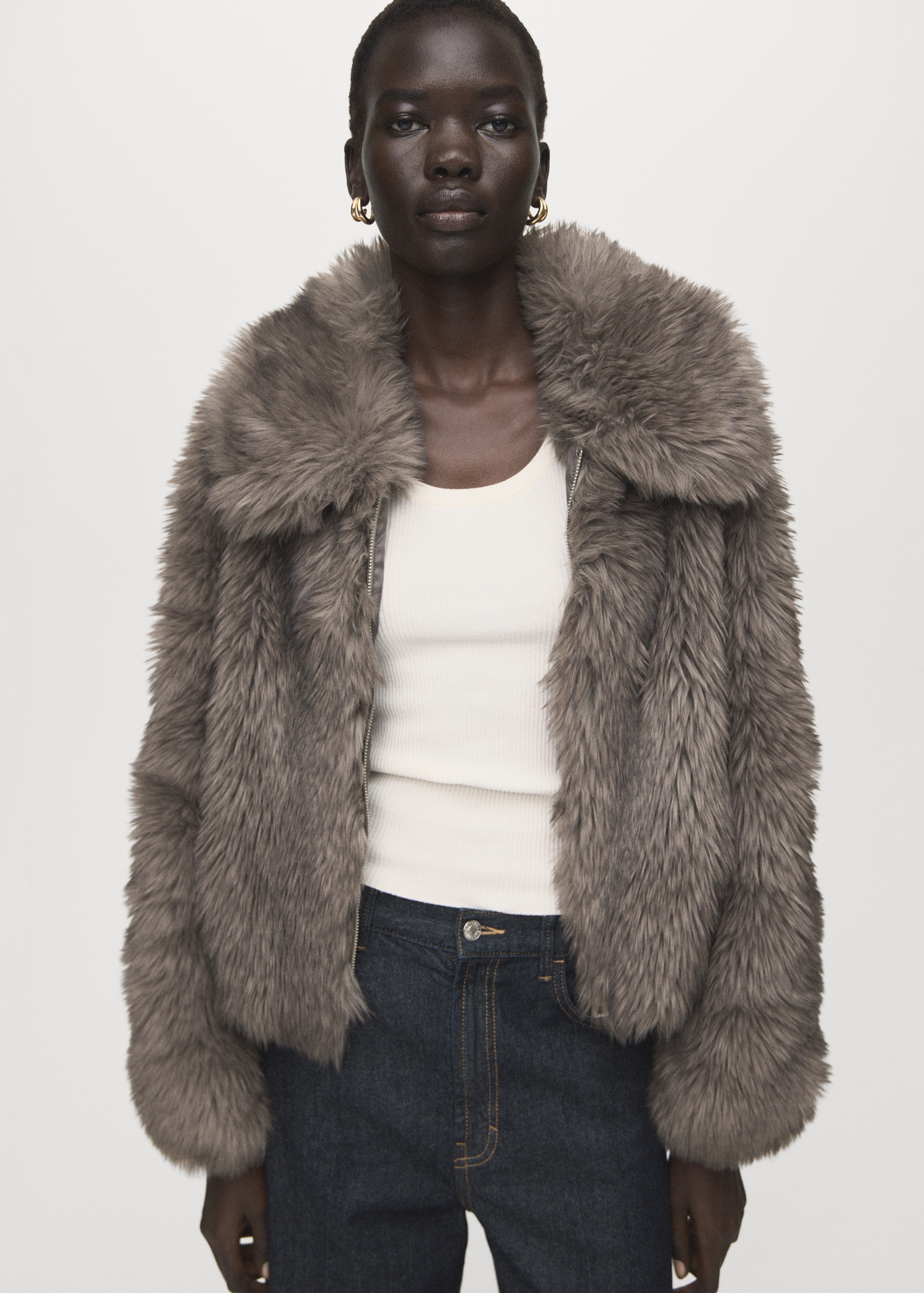 Faux-Fur Jacket With Lapels - Women | Mango Usa
