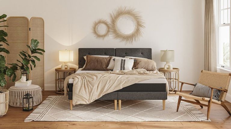 Emma Hybrid mattress in a boho style bedroom