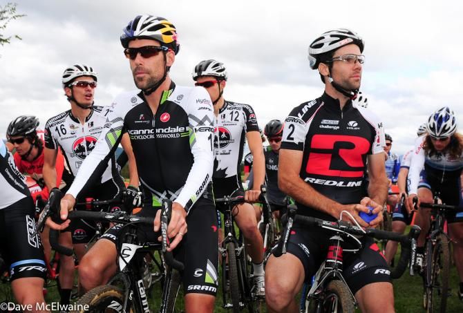 Tim Johnson (Cannondale Cyclocross World/Pony Shop) and Justin Lindine (Redline / NBX) on the start line