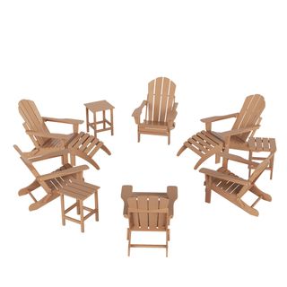 Shaunna Plastic Adirondack Chair With Table and Ottoman