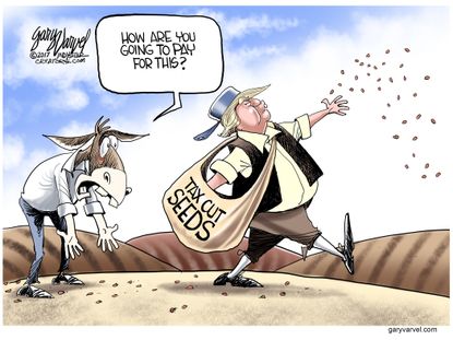 Political Cartoon U.S. President Trump tax cuts reform Democrats