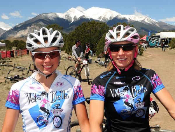 Velo Bella team-mates Jenn Tilley and Shannon Gibson.