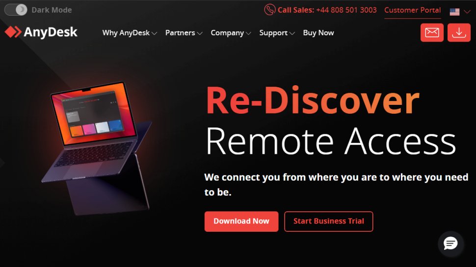 AnyDesk website screenshot (September 2025).