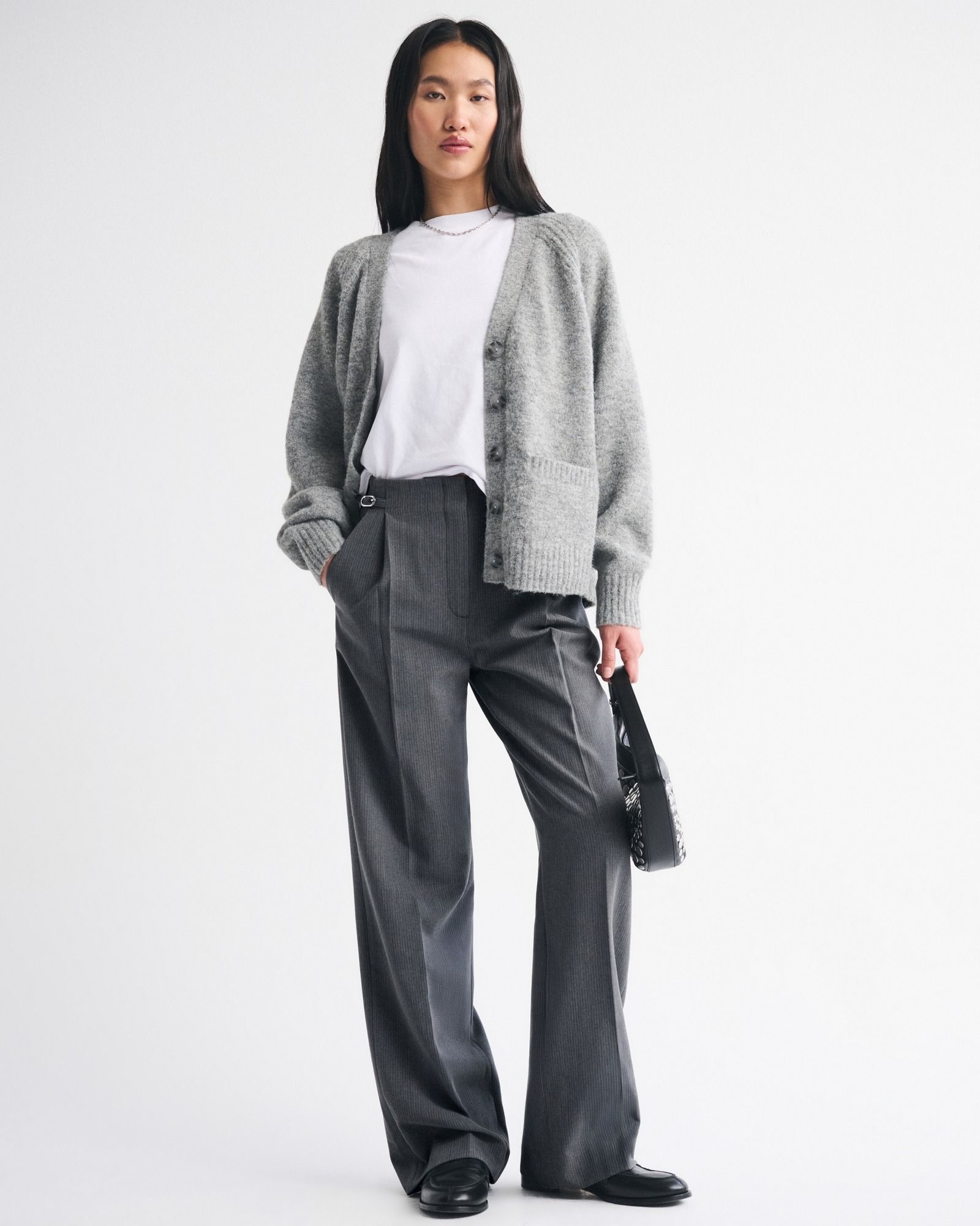 A&f Sloane Tailored Hardware Wide Leg Pant