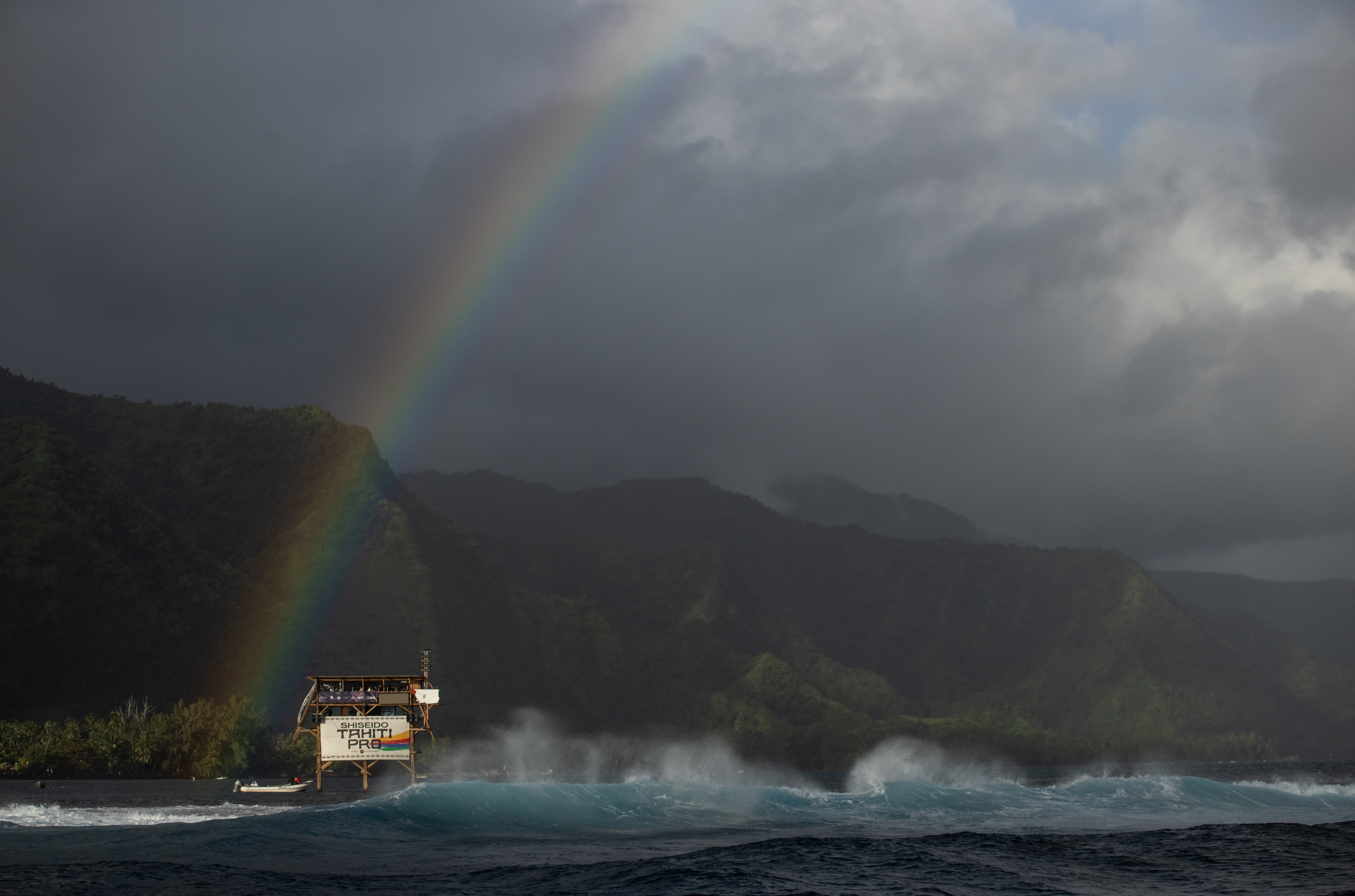 Wooden surf hut in the middle of the ocean