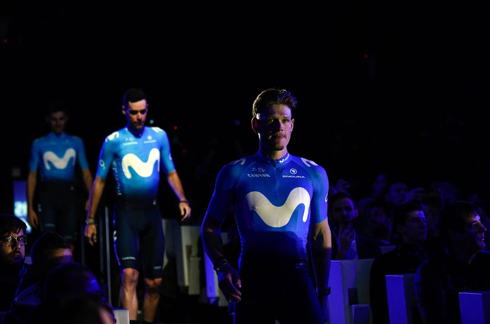Jasha Sutterlin arrives at the presentation of Spain's Movistar Team