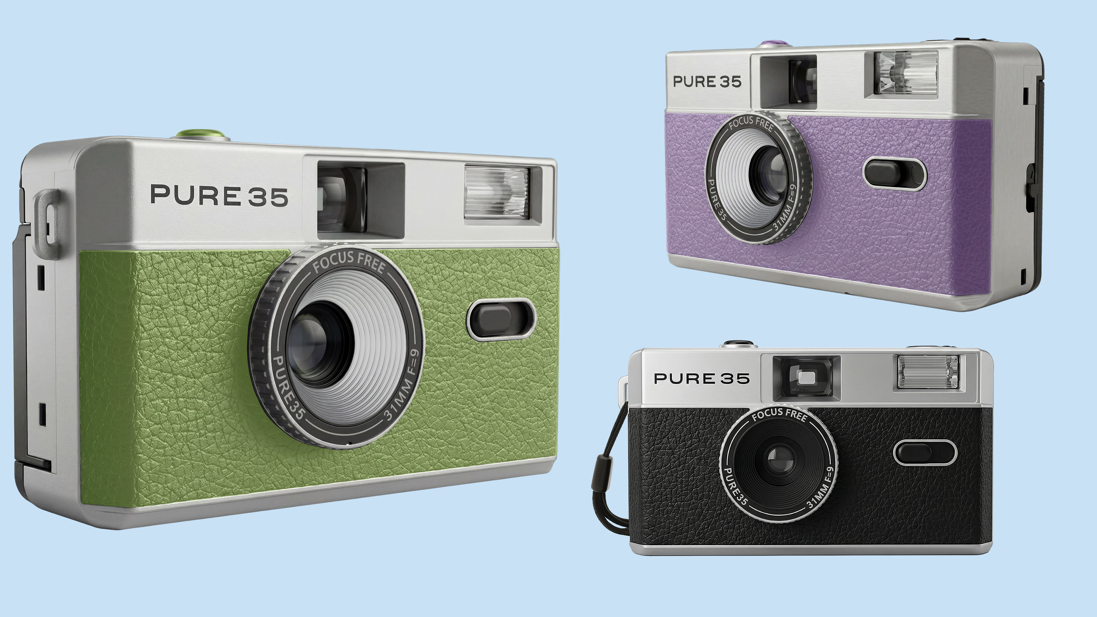 Different coloured film camera.