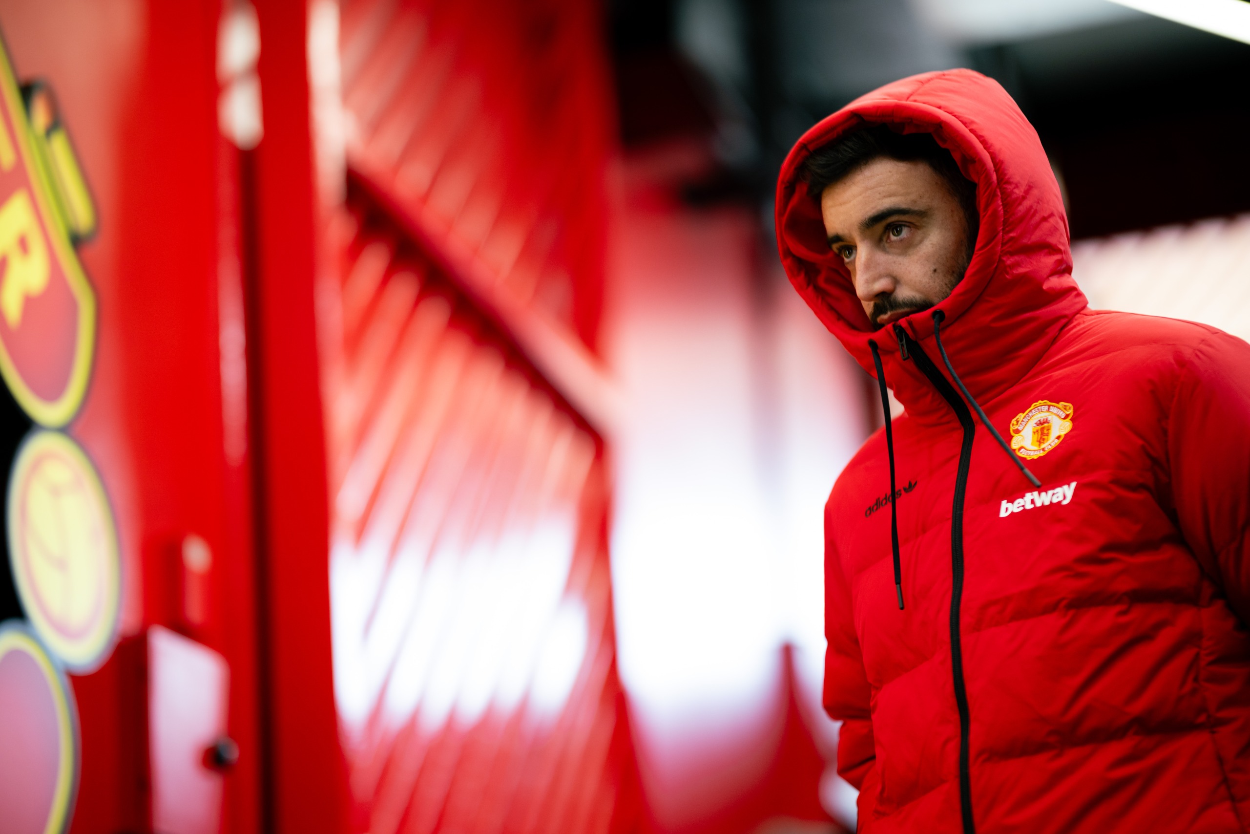 Bruno Fernandes of Manchester United arrives prior to the Bournemouth fixture