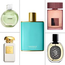 A selection of the best perfume for women 2023, including Chanel Chance Eau Fraiche, Aerin Rose de Grasse, Victoria Beckham Beauty Portofino 97, Tom Ford Cafe Rose and Diptyque Orphéon