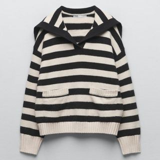 striped knit hooded sweater