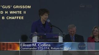 Astronaut Eileen M. Collins at Columbia Memorial
