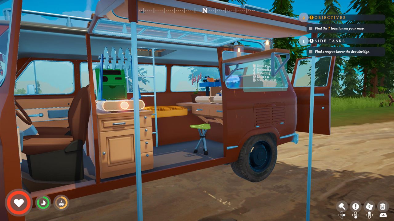 Screens of a camper exploration game in Unity
