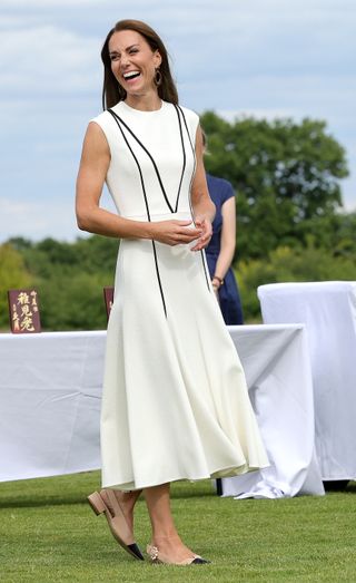 Catherine, Duchess of Cambridge attends the Royal Charity Polo Cup 2022 at Guards Polo Club during the Outsourcing Inc. Royal Polo Cup at Guards Polo Club, Flemish Farm on July 06, 2022 in Windsor, England