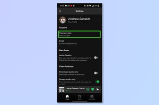 Spotify settings menu