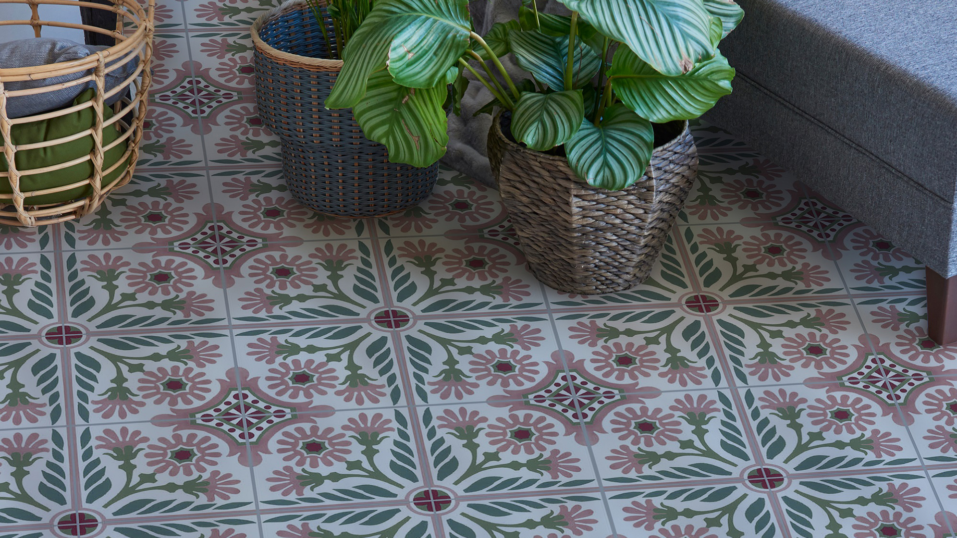 Floral floor tiles