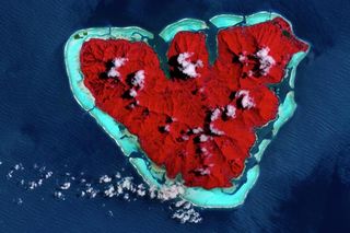 Heart-shaped Moorea in French Polynesia is a symbol of climate change.
