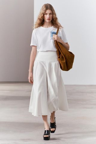 zara, ZW Collection Low-Waist Cotton Skirt