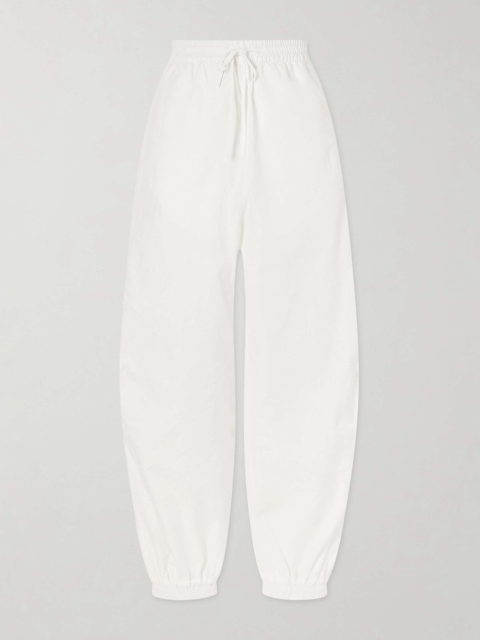 Crinkled Cotton-Blend Tapered Pants