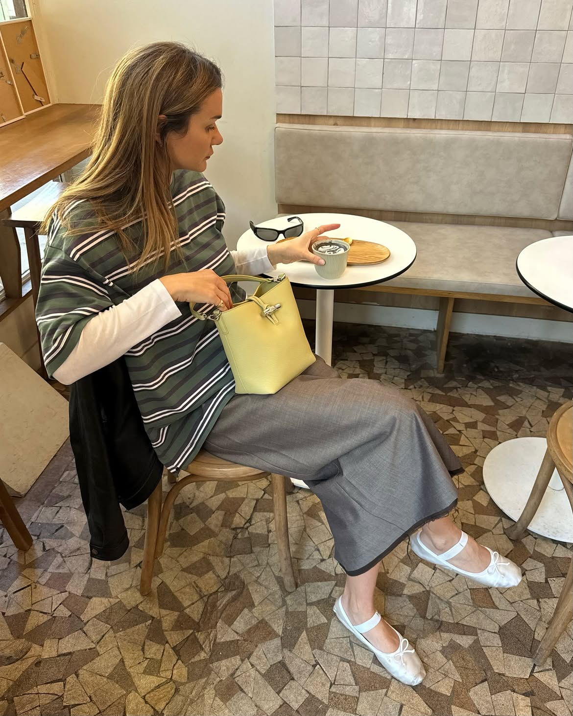 Anne-Laure Mais mary-jane flats outfit.