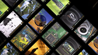 Nvidia's GeForce Trading cards on a black background