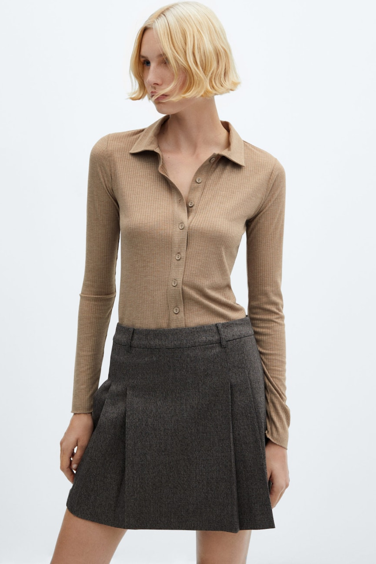 Mango Rib-Knit Shirt